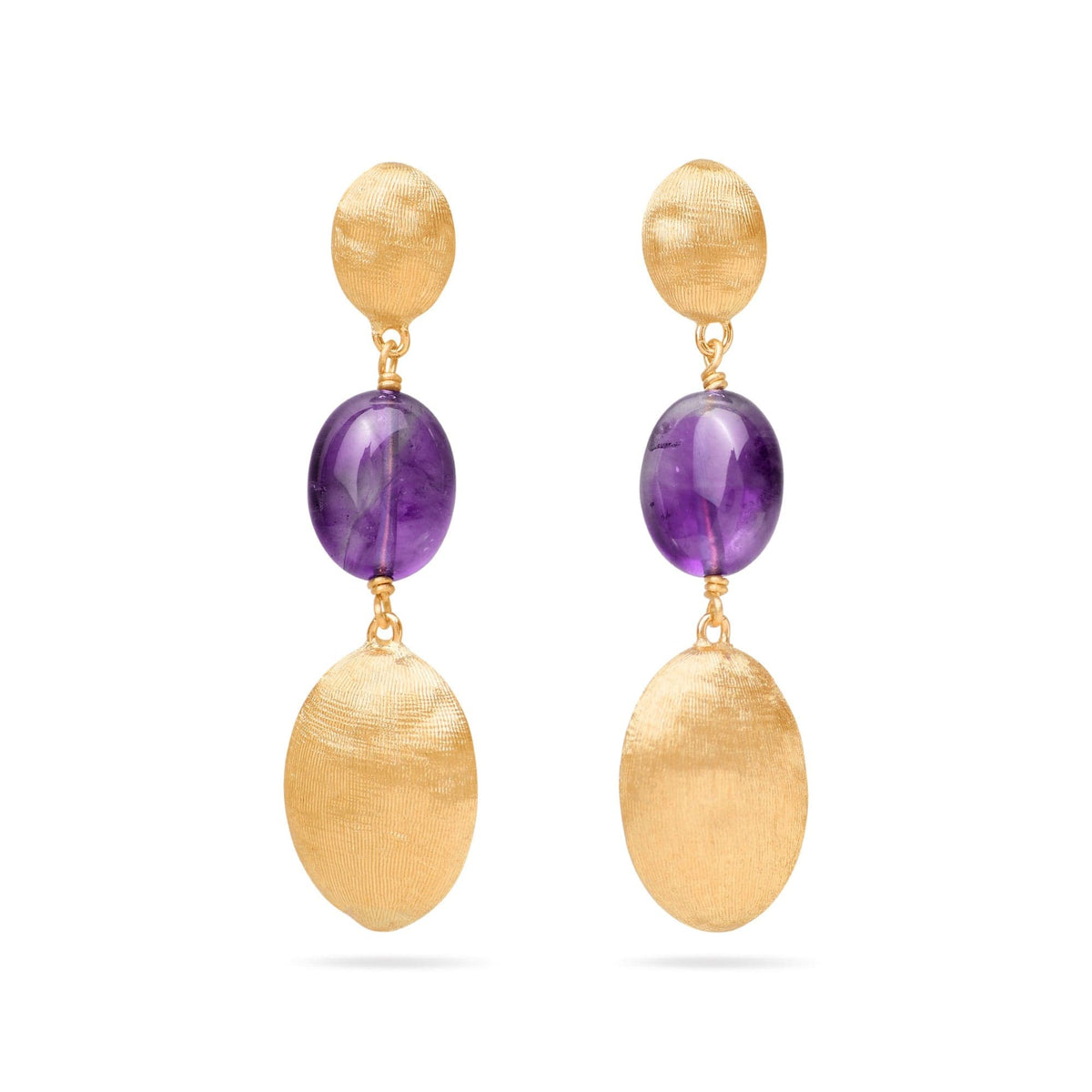 Marco Bicego Siviglia 18K Yellow Gold Amethyst Triple Drop Earrings