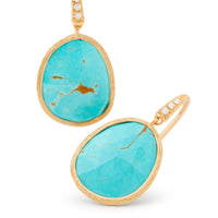Marco Bicego Lunaria 18K Yellow Gold Turquoise and Diamond Drop Earrings