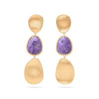 Marco Bicego Lunaria 18K Yellow Gold Charoite Triple Drop Earrings