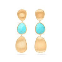 Marco Bicego Lunaria 18K Yellow Gold Turquoise Triple Drop Earrings