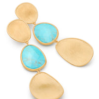 Marco Bicego Lunaria 18K Yellow Gold Turquoise Triple Drop Earrings