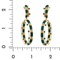 Etho Maria 18K Yellow Gold Malachite and Tsavorite Drop Hoop Earrings