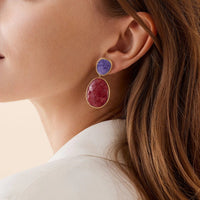 Marco Bicego 18K Yellow Gold Lunaria Charoite and Thulite Drop Earrings