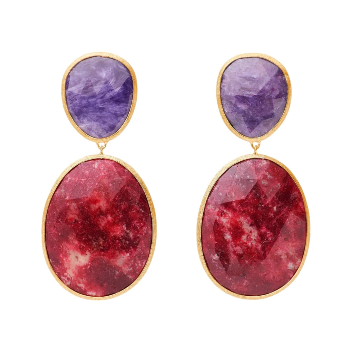 Marco Bicego 18K Yellow Gold Lunaria Charoite and Thulite Drop Earrings