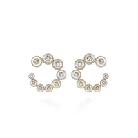 Fernando Jorge 18K Yellow Gold White Mother of Pearl and Diamond Small Circle Earrings