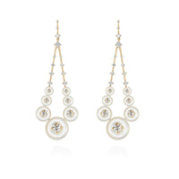 Fernando Jorge 18K Yellow Gold Gravity Mother of Pearl and Diamond Drop Open Earrings