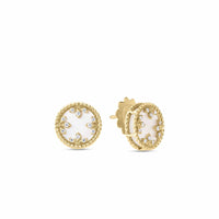 Roberto Coin 18K Yellow Gold Venetian Medallion Mother of Pearl and Diamond Studs