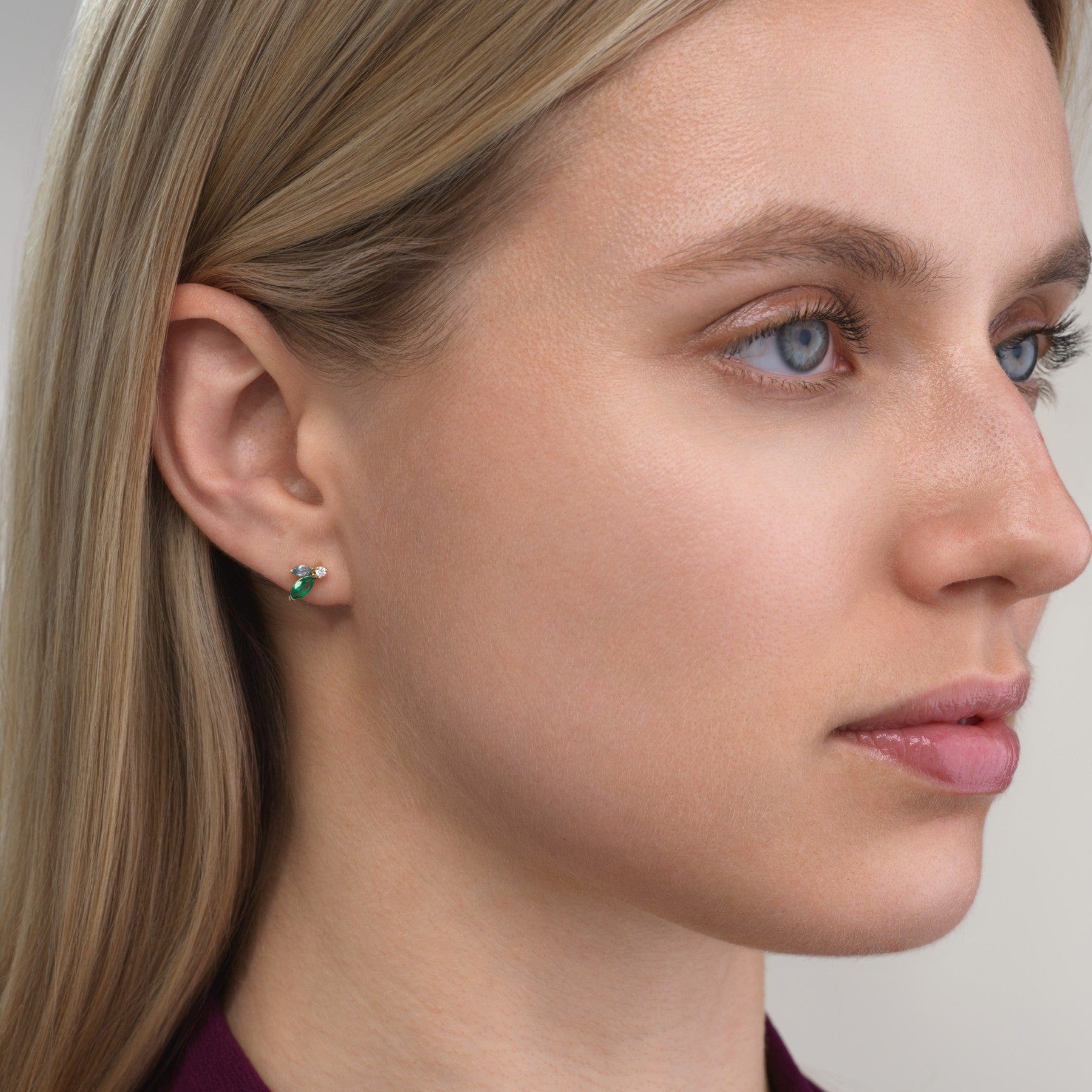 Emily P. Wheeler 18K Yellow Gold Emerald, Topaz, and Diamond Mini Pollack Stud Earrings