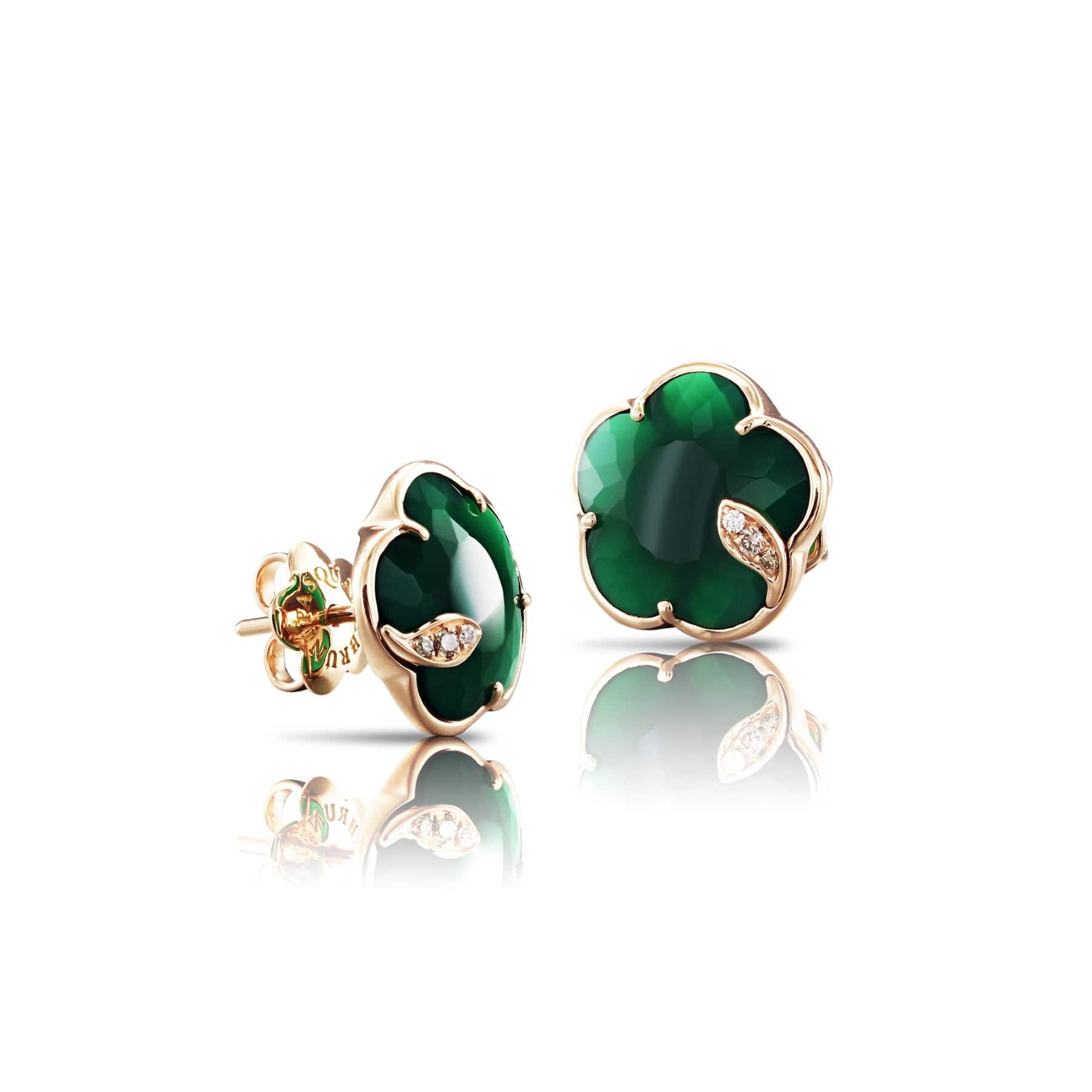 Pasquale Bruni 18K Rose Gold Diamond and Green Agate Petit Joli Earrings