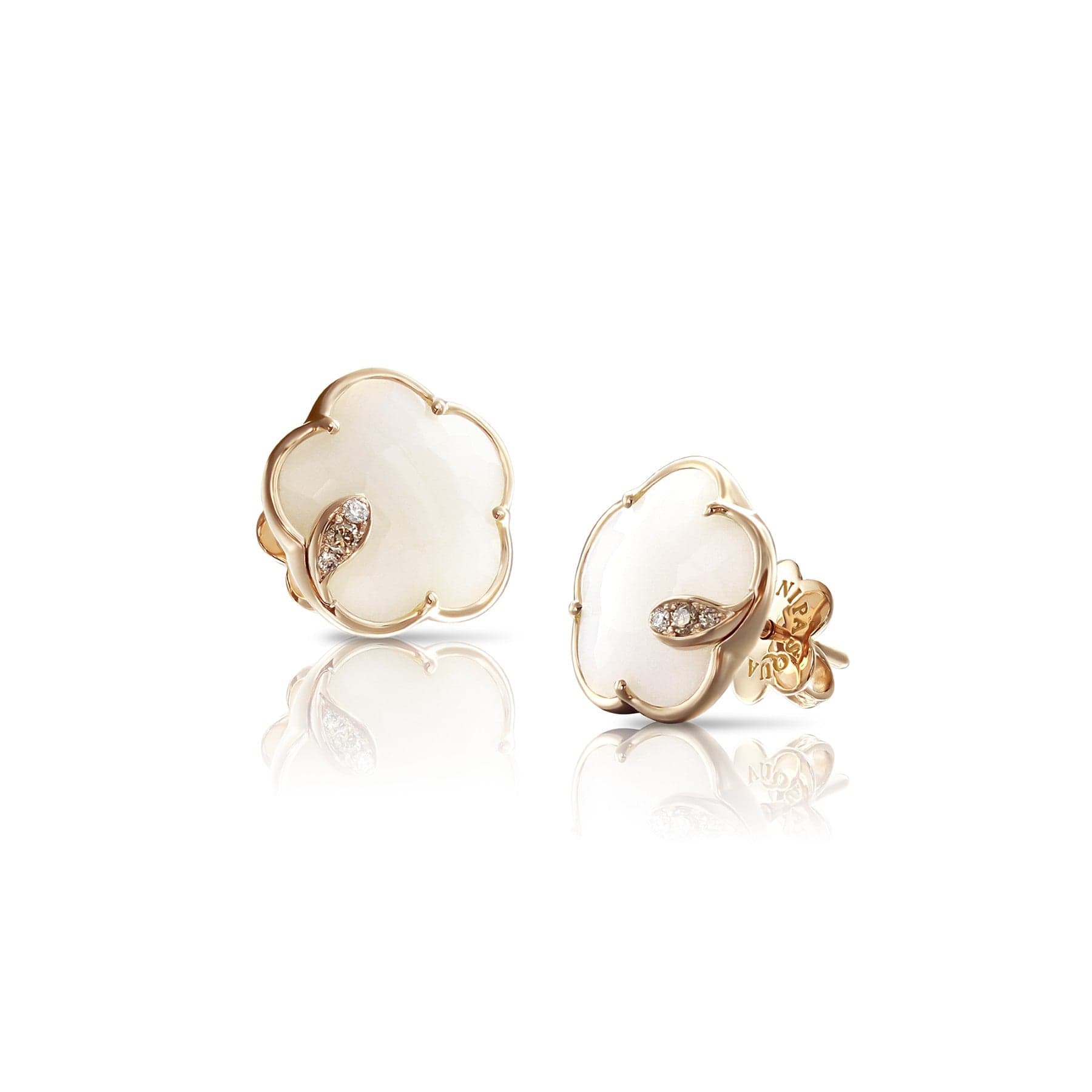 Pasquale Bruni 18K Rose Gold Diamond and White Agate Petit Joli Earrings