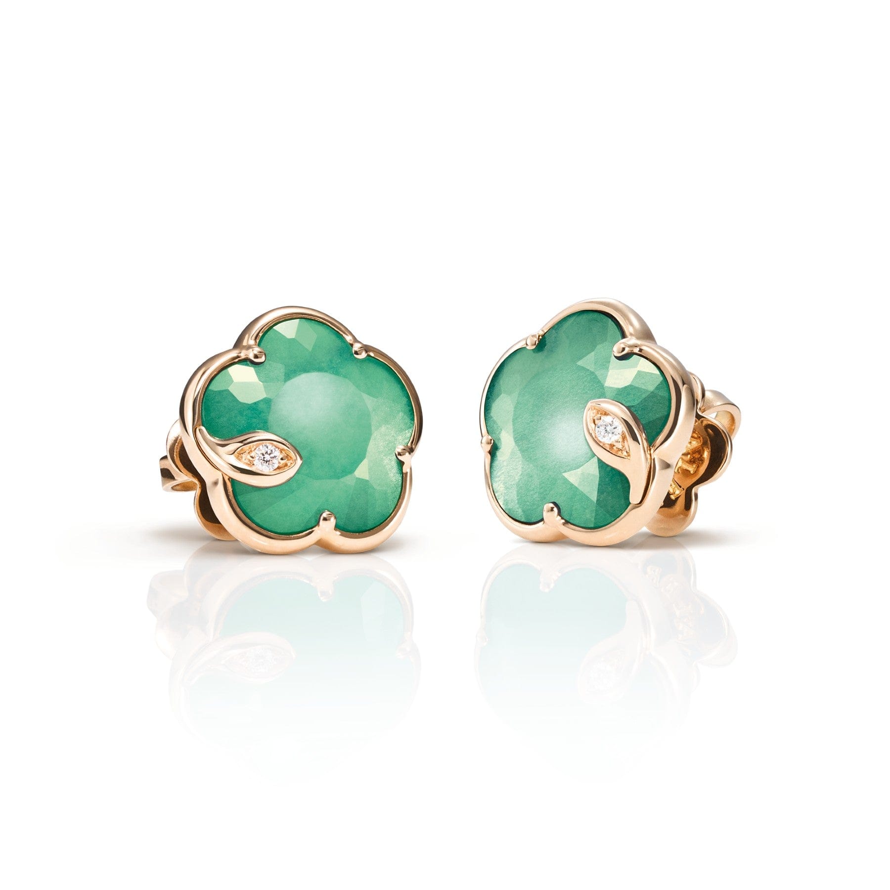 Pasquale Bruni 18K Rose Gold Diamond, Green Agate, and Moonstone Petit Joli Lunaire Earrings