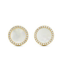 Petite DY Elements® Stud Earrings 18K Yellow Gold with Mother of Pearl and Diamonds, 11mm