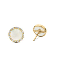 Petite DY Elements® Stud Earrings 18K Yellow Gold with Mother of Pearl and Diamonds, 11mm