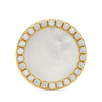 Petite DY Elements® Stud Earrings 18K Yellow Gold with Mother of Pearl and Diamonds, 11mm