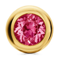 Bezel Set Stud Earrings 18K Yellow Gold with Pink Tourmalines, 6.6mm