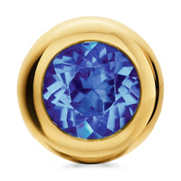 Bezel Set Stud Earrings 18K Yellow Gold with Tanzanite, 6.6mm