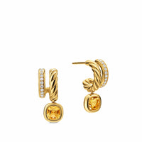 DY Mercer® Color Two Row Drop Earrings 18K Yellow Gold with Citrine and Diamonds, 19.5mm