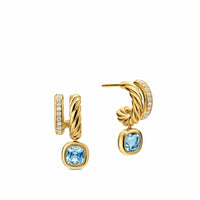 DY Mercer® Color Two Row Drop Earrings 18K Yellow Gold with Sky Blue Topaz and Diamonds, 19.5mm