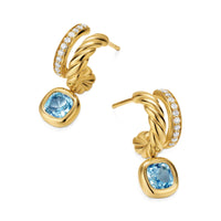 DY Mercer® Color Two Row Drop Earrings 18K Yellow Gold with Sky Blue Topaz and Diamonds, 19.5mm