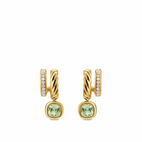 DY Mercer® Color Two Row Drop Earrings 18K Yellow Gold with Prasiolite and Diamonds, 19.5mm