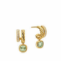 DY Mercer® Color Two Row Drop Earrings 18K Yellow Gold with Prasiolite and Diamonds, 19.5mm