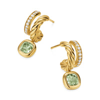DY Mercer® Color Two Row Drop Earrings 18K Yellow Gold with Prasiolite and Diamonds, 19.5mm