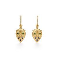 Temple St. Clair 18K Yellow Gold Multi Gemstone and Diamond Night Owl Earrings