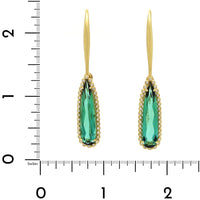 Suzy Landa 18K Yellow Gold Pear Shaped Green Tourmaline and Diamond Drop Earrings