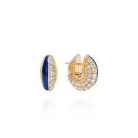 Fernando Jorge 18K Yellow Gold Diamond and Lapis Fluid Huggie Earrings