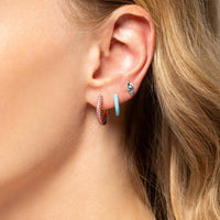 Emily P. Wheeler 18K Yellow Gold Pink Sapphire and Ruby Baby Duo Enameled Hoops