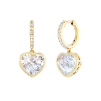 Emily P. Wheeler 18K Yellow Gold Diamond and Moonstone One of a Kind Heart Shaped Drop Earrings