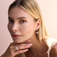 Emily P. Wheeler 18K Yellow Gold Diamond and Moonstone One of a Kind Heart Shaped Drop Earrings