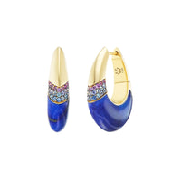 Emily P. Wheeler 18K Yellow Gold Sapphire, Amethyst, and Lapis Ombre Oval Hoop Earrings