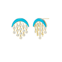 Emily P. Wheeler 18K Yellow Gold Turquoise and Diamond Baby Fringe Earrings