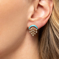 Emily P. Wheeler 18K Yellow Gold Turquoise and Diamond Baby Fringe Earrings