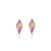 Sorellina 18K Yellow Gold Pietra Pink Topaz and Diamond Stud Earrings