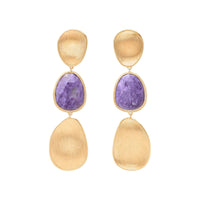 Marco Bicego Lunaria 18K Yellow Gold Charoite Triple Drop Earrings