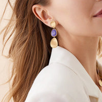 Marco Bicego Lunaria 18K Yellow Gold Charoite Triple Drop Earrings