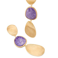 Marco Bicego Lunaria 18K Yellow Gold Charoite Triple Drop Earrings