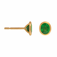 18K Yellow Gold Oval Tsavorite Stud Earrings