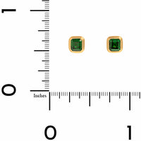 18K Yellow Gold Bezel Set Square Tsavorite Stud Earrings