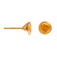18K Yellow Gold Bezel Set Round Spessartite Stud Earrings
