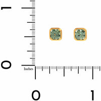 18K Yellow Gold Bezel Set Asscher Cut Tsavorite Stud Earrings
