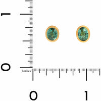 18K Yellow Gold Bezel Set Oval Tourmaline Stud Earrings