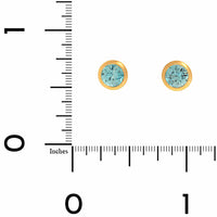 18K Yellow Gold Bezel Set Round Blue Zircon Stud Earrings