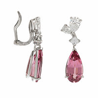 Oscar Heyman Platinum Pear Shaped Pink Spinel and Diamond Dangle Earrings