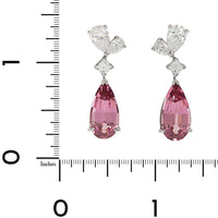 Oscar Heyman Platinum Pear Shaped Pink Spinel and Diamond Dangle Earrings