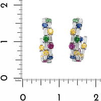 Oscar Heyman Platinum Multi Gemstone and Diamond Hoop Earrings