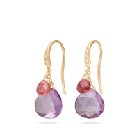 Marco Bicego Paradise 18K Yellow Gold Amethyst and Tourmaline Double Drop Earrings