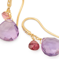Marco Bicego Paradise 18K Yellow Gold Amethyst and Tourmaline Double Drop Earrings